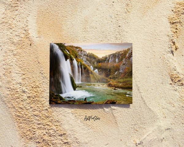 Waterfall, Croatia, Plitvice National Park Landscape Custom Greeting Cards