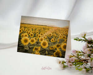 Field of Sunflowers Sunlight Landscape Custom Greeting Cards