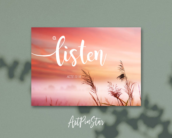 Listen Acts 13:16 Bible Verse Customized Greeting Card