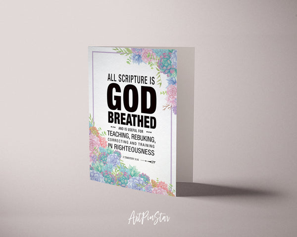 All scripture is god breathed and is useful for teaching Bible Verse Customized Greeting Card