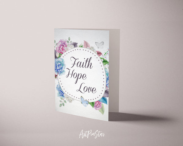 Faith Hope Love Bible Verse Customized Greeting Card