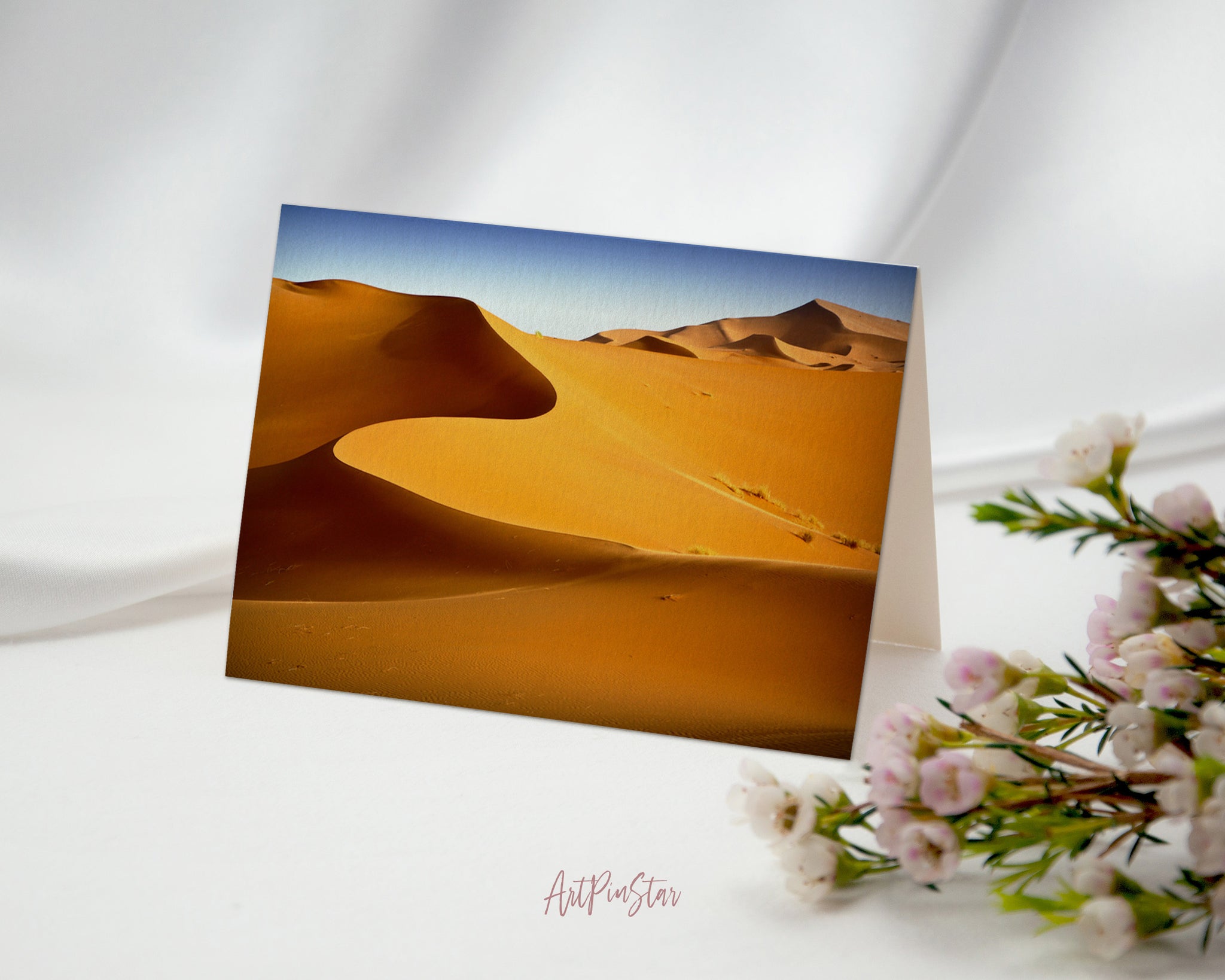 Blue Sky Desert Dunes Landscape Custom Greeting Cards
