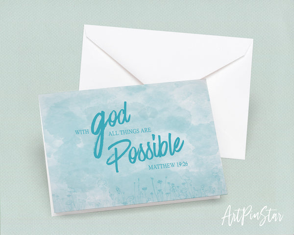 With God all things are possible Matthew 19:26 Bible Verse Customized Greeting Card