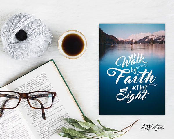 Walk by faith not by sight Bible Verse Customized Greeting Card