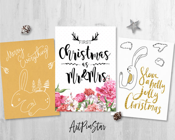 First Christmas as Mr and Mrs Personalized Holiday Greeting Card Gifts