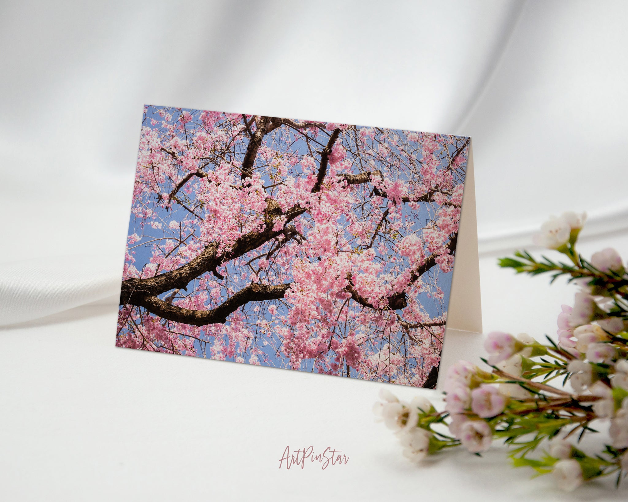 Cherry Blossoms (Sakura) Haradani-en Garden, Kyoto, Japan Landscape Custom Greeting Cards