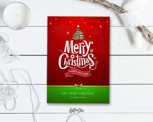 Merry Christmas Happy New Year Personalized Holiday Greeting Card Gifts