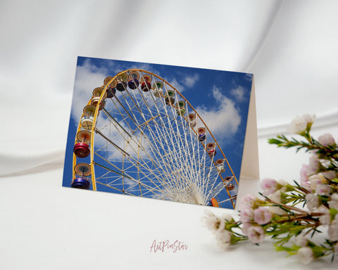 Lancashire Ferris Wheel, United Kingdom Landscape Custom Greeting Cards