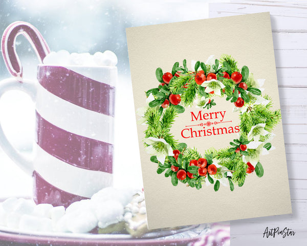 Christmas Wreath Personalized Holiday Greeting Card Gifts