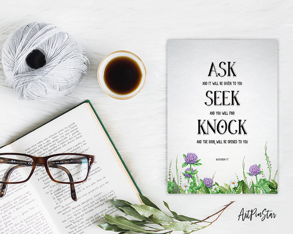 Ask, Seek and Knock You Shall Find Matthew 7:7 Bible Verse Customized Greeting Card