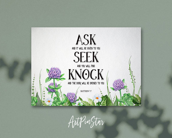 Ask, Seek and Knock You Shall Find Matthew 7:7 Bible Verse Customized Greeting Card