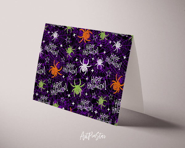Halloween Spook Spider Pattern Custom Holiday Greeting Cards