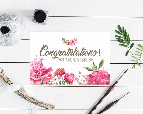 Congratulations On Your New Baby Boy Birth Announcements Customized Gift Cards