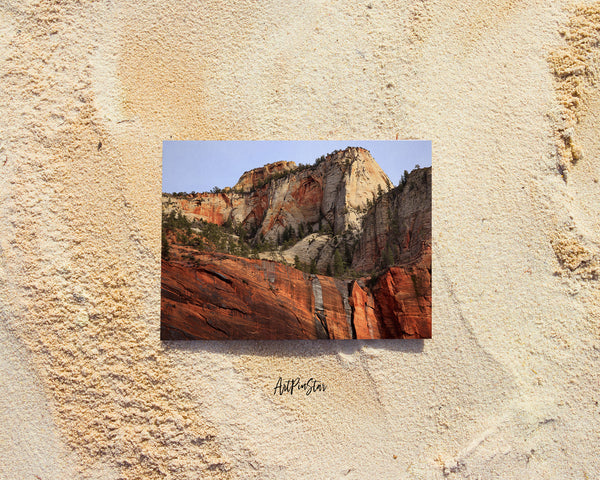 Green Trees Red White Canyon Walls Temple of Sinawava Zion National Park, Utah Landscape Custom Greeting Cards