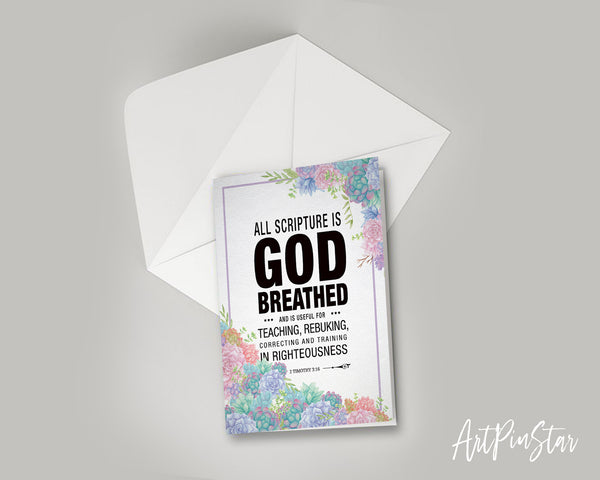 All scripture is god breathed and is useful for teaching Bible Verse Customized Greeting Card