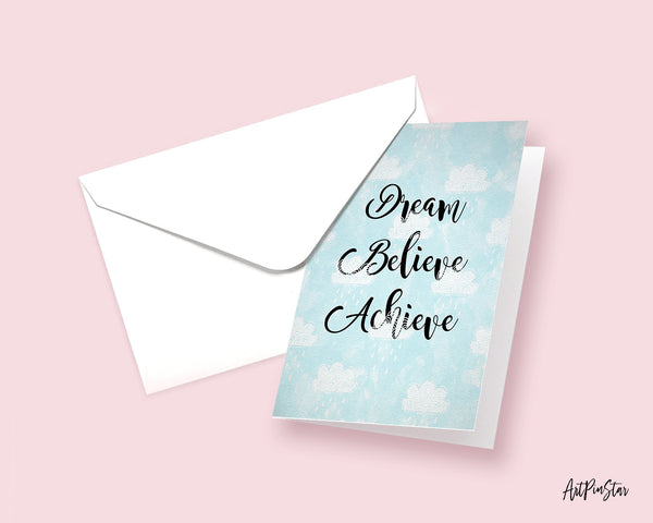 Dream Believe Achieve Inspirational Quote Customized Greeting Cards