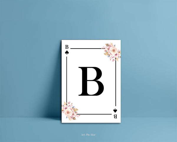 Boho Floral Bouquet Initial Flower Letter B Spade Monogram Note Cards