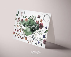 Life is beautiful Flower Quote Customized Gift Cards