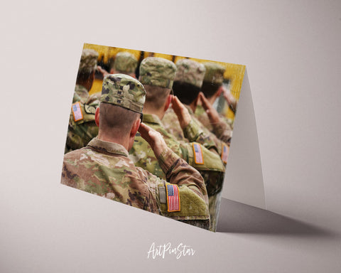American Soldiers Salute US Army Forces Military USA Veterans Day Custom Holiday Greeting Cards