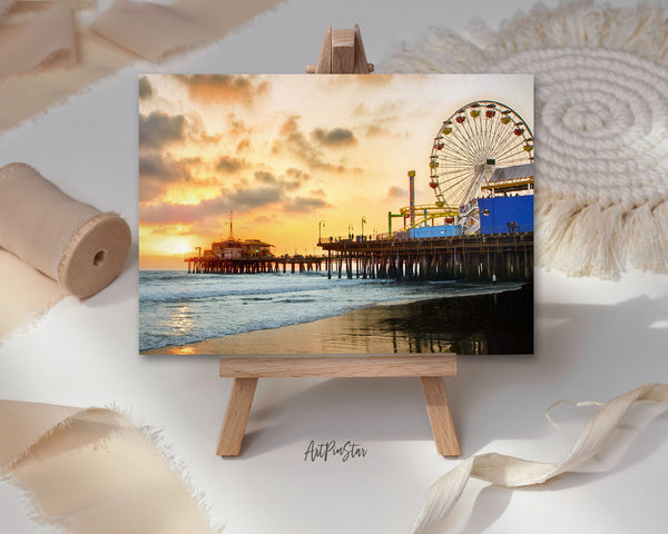 Santa Monica Pier Sunset, California Landscape Custom Greeting Cards