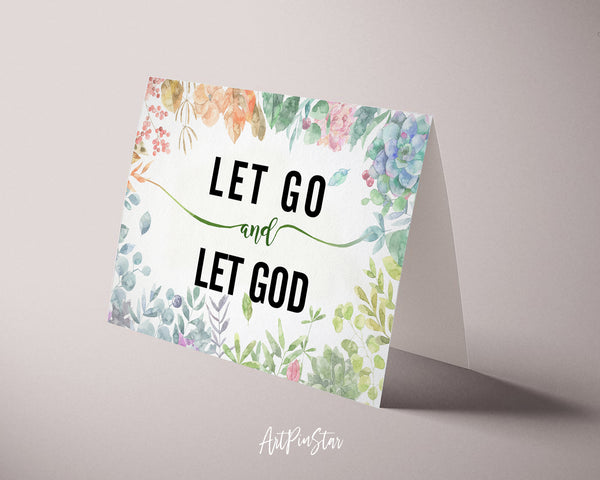 Let go and let God Bible Verse Customized Greeting Card