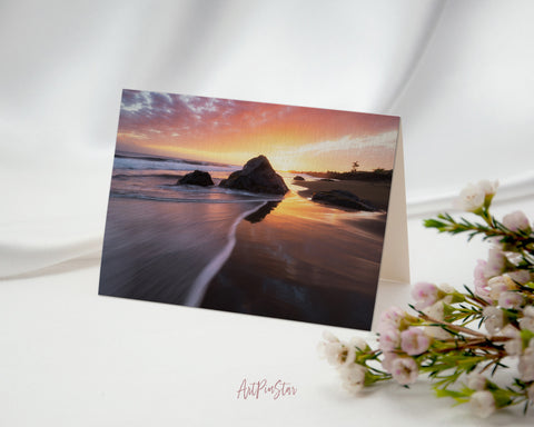 Bois Blanc Beach Sunset, L'Étang-Salé, Réunion Island Landscape Custom Greeting Cards