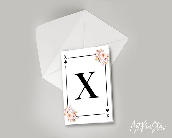 Boho Floral Bouquet Initial Flower Letter X Clover Monogram Note Cards