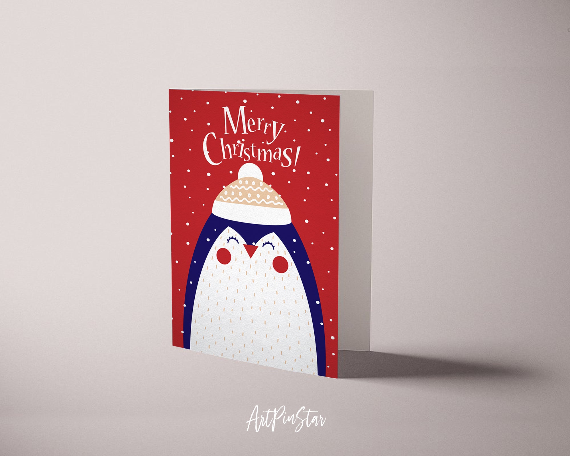 Merry Christmas-Penguin Personalized Holiday Greeting Card Gifts