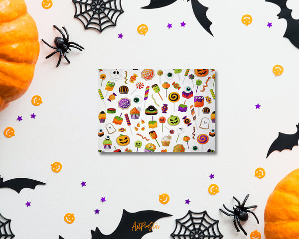Halloween Sweets Spooky Dessert Pattern Custom Holiday Greeting Cards
