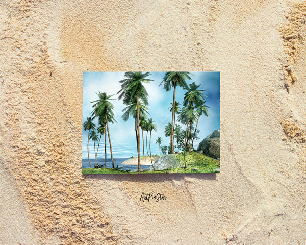 Palms Tree Shore Tropical Island, California Landscape Custom Greeting Cards