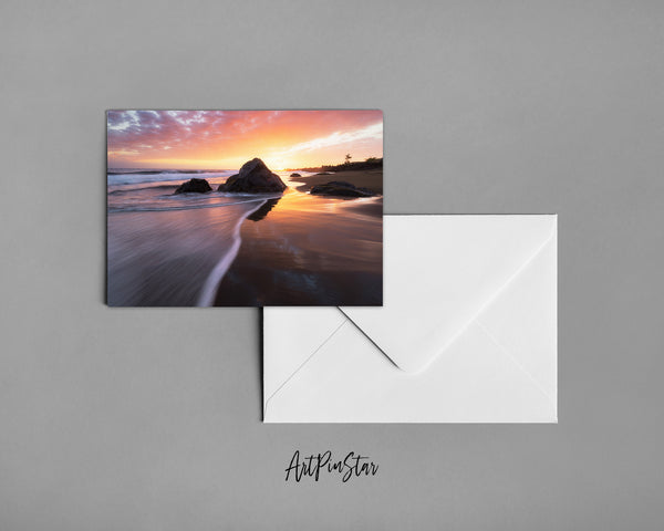 Bois Blanc Beach Sunset, L'Étang-Salé, Réunion Island Landscape Custom Greeting Cards