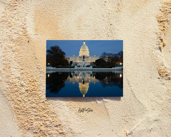 White House US Capitol at Night In Washing DC Landscape Custom Greeting Cards