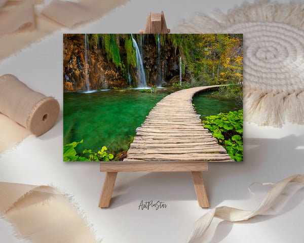 Wooden Path in the Plitvice Lakes National Park Croatia, Europe Landscape Custom Greeting Cards