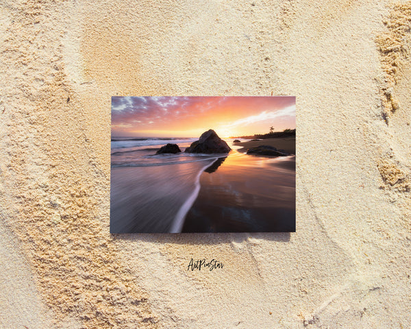 Bois Blanc Beach Sunset, L'Étang-Salé, Réunion Island Landscape Custom Greeting Cards