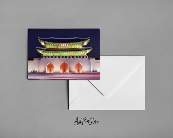 Gwanghwamun Gate at Geyongbokgung Palace, Seoul, South Korea Landscape Custom Greeting Cards