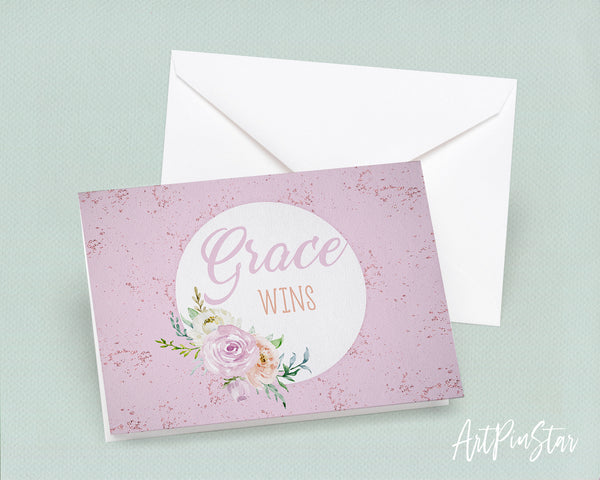Grace wins Bible Verse Customized Greeting Card