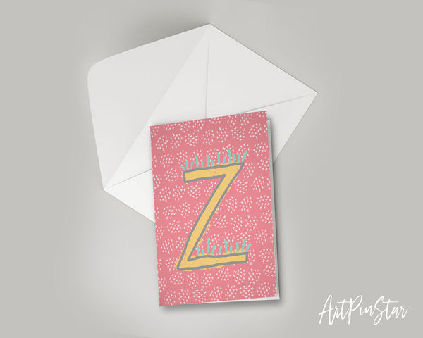 Alphabet Forest Letter Z Animal Monogram Note Cards