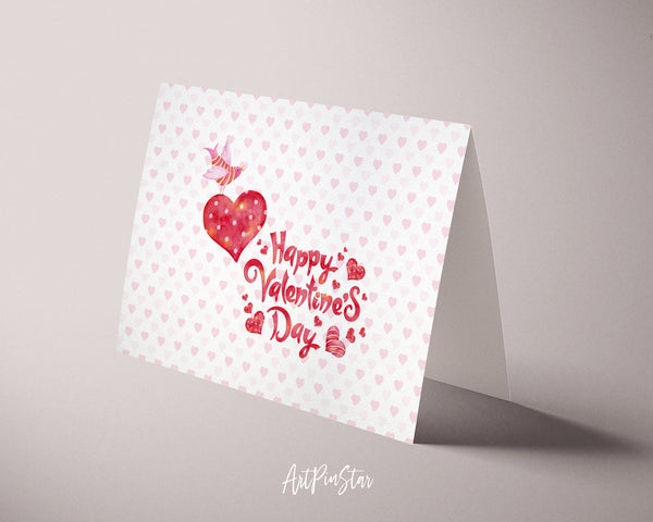 Red Heart Happy Valentine's Day Customized Greeting Card