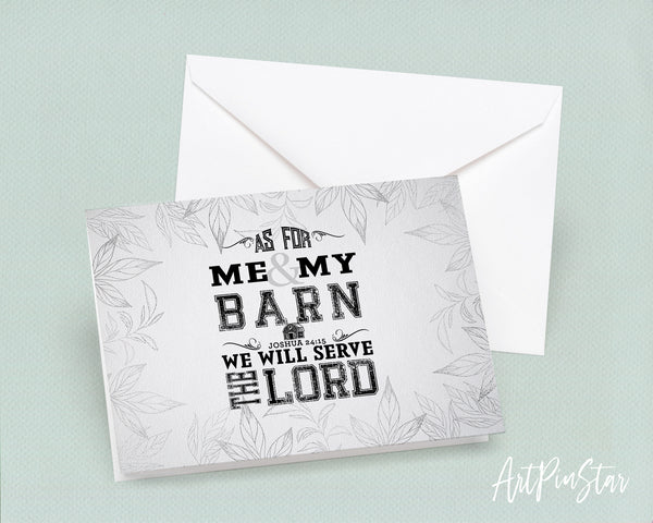 As for me & my barn, we will serve the Lord Bible Verse Customized Greeting Card