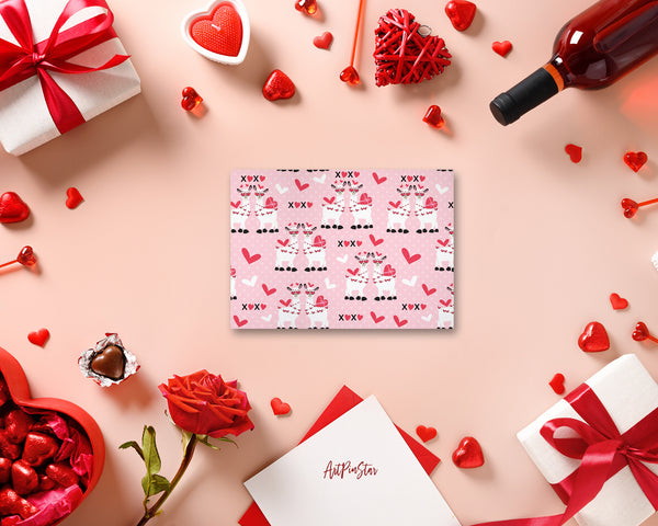 Valentine's Day Llamas and XOXO Customized Greeting Card