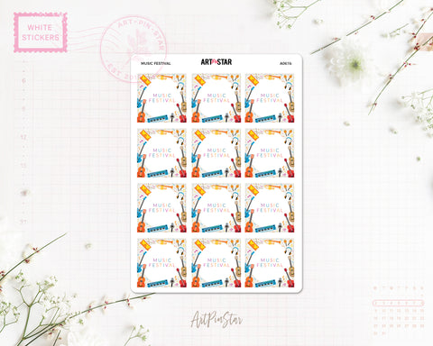 Music Festival Mini Fullbox Planner Sticker, A6