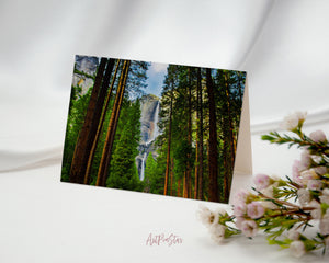 Waterfalls Yosemite National Park Landscape Custom Greeting Cards