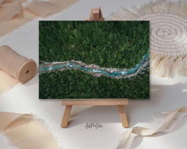 River Flowing in the Forest Landscape Custom Greeting Cards