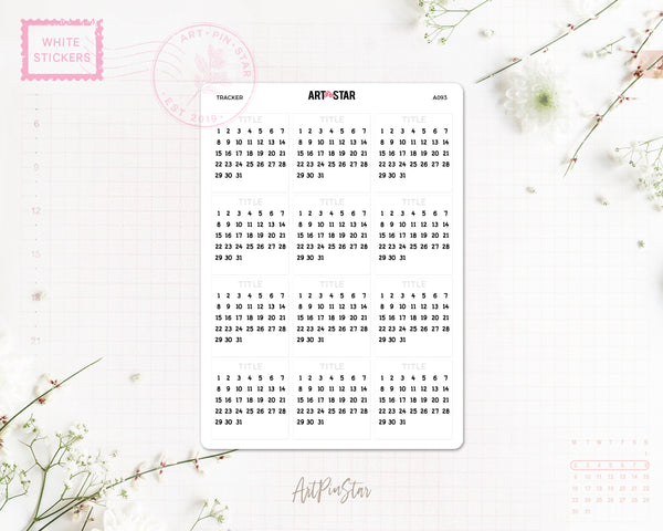 Tracker Planner Sticker, Calendar