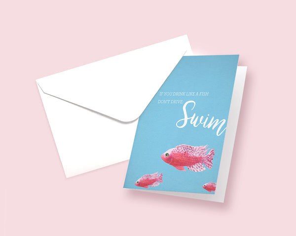 If you drink like a fish don't drive swim Butterfly Animal Greeting Cards