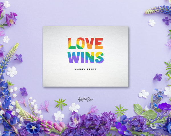 Love Wins LGBT, LGBTQIA Greeting Cards Pride Month with Rainbow