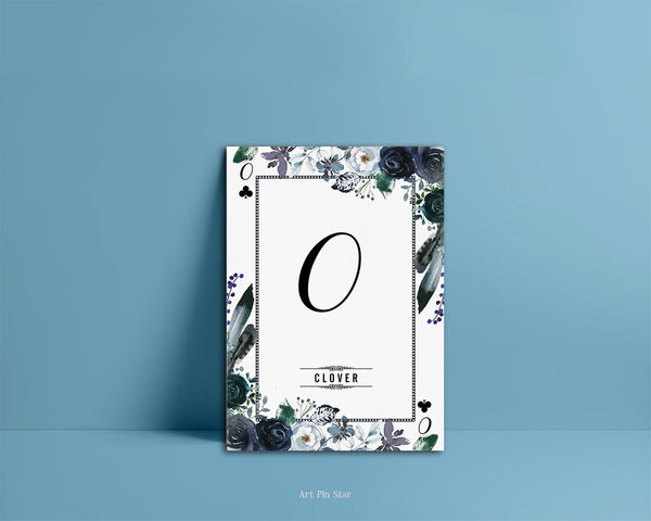 Watercolor Floral Flower Bouquet Initial Letter O Clover Monogram Note Cards