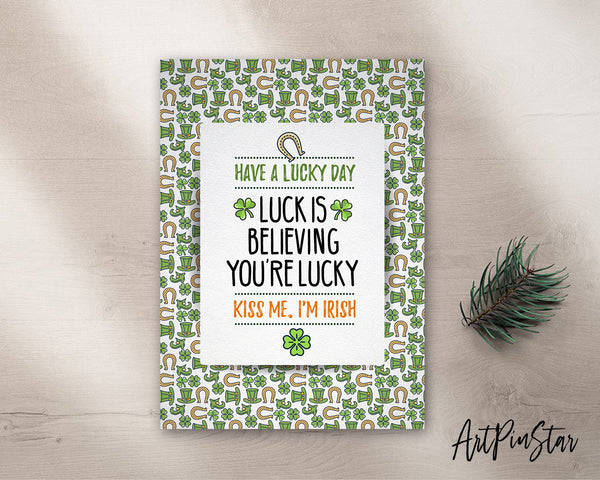 Lucky is believing you're lucky St. Patricks Day Personalized Gifts Card - ArtPinStar.com