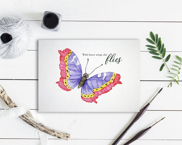 With brave wings she flies Butterfly Animal Greeting Cards