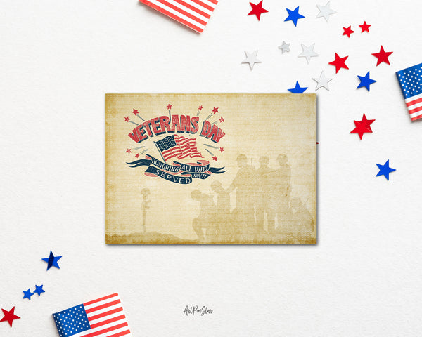 Veterans Day Honoring all who served Retro Style Custom Holiday Greeting Cards